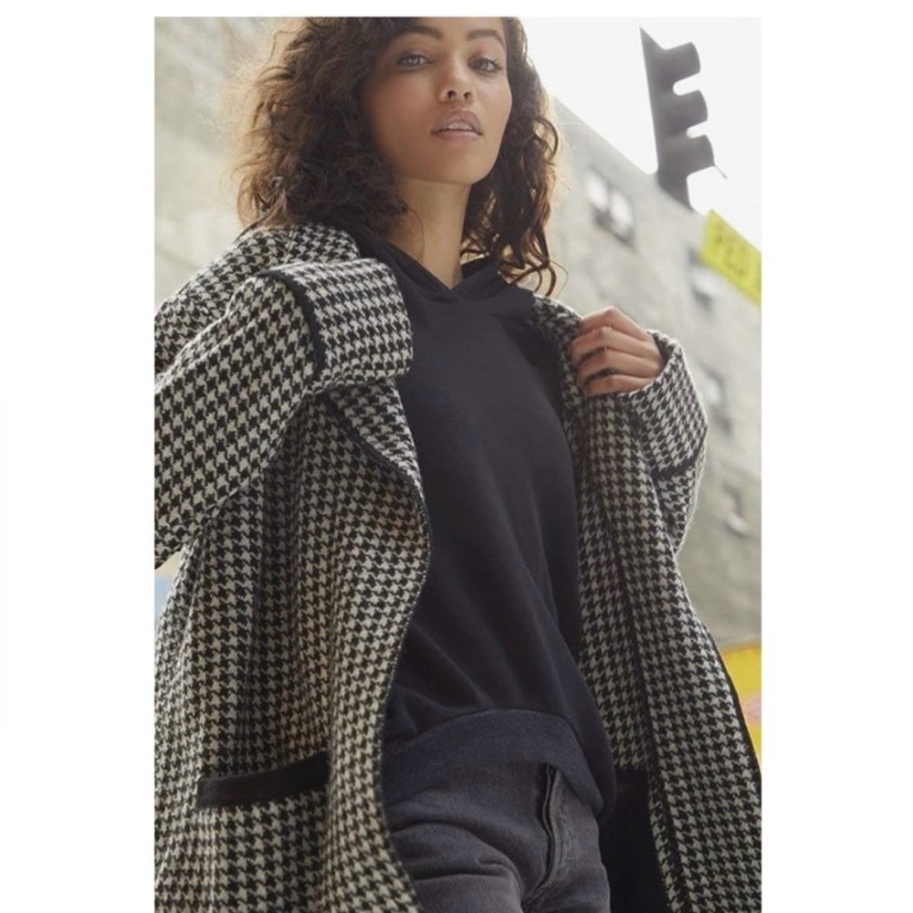 Nation LTD Houndstooth Vanessa Wool Blend Sweater Blazer Size XS